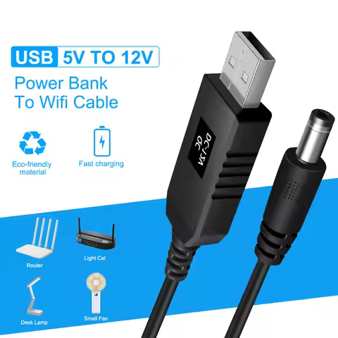 USB to DC Jack Charging Cable 5V To 12V Power Cord Boost Converter USB to DC Power Cable Power Cable