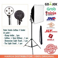 PACKAGE B1 Continuous Studio Photo 4 Socket E 27 + Softbox + Stand 2 M + Free Bag