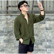 Áo Sơ Mi Cổ Tàu Nam PN Store1993 Form Rộng Vải Đũi Dài Tay Kiểu Dáng Basic Thời Trang Hàn Quốc