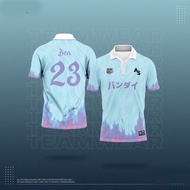 Jersey Retro Collar Flame Blue Short Sleeve Polo Shirt Baju Raya 2023  Jersi Football Plus Size Kanak Perempuan Lelaki Premium Tshirt Top Japanese Messi Ready Stock