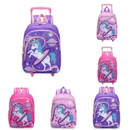 Children's Backpack Trolley Bag Girls Push Bag Wheel Bag Trolley Bag PONY Horse Bag