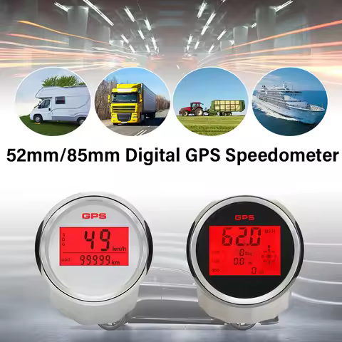 Rhaxel 52mm 85mm Digital GPS Speedometer 0-999 MPH KNOTS KM/H with 8 Colors Backlight for Car Trucks
