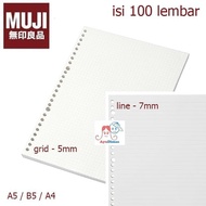-MUJI - Loose Leaf paper A5/B5/A4 - line Grid/ Dot/ Blank/ - paper - A5 Grid