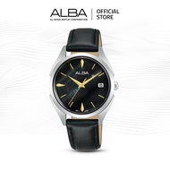 Alba Fashion Jam Tangan Wanita AG8P95 / AG8P95X1 Quartz Black Dial Genuine Leather Strap Watch