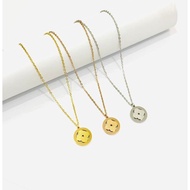 Fourfashion Trendy Round Sand Clover Titanium Necklace AK074