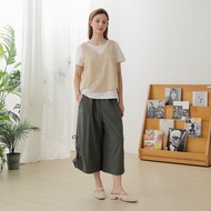 [CUMAR] Cool Yarn Pocket Trousers Drawstring Wide Pants Blue Gray
