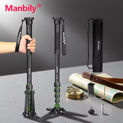 Manbily Lightweight Camera Tripod Monopod Selfie Stick Aluminum A-222 Pro For Canon Nikon DSLR Trave