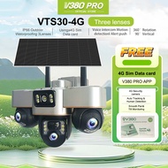 V380 Pro VTS30 Solar IP66 Wireless Outdoor waterproofing Three lens Wifi CCTV Camera Built-in Batter