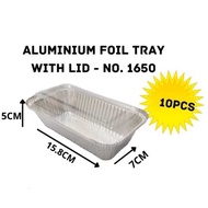 [OVEN HEATABLE] Aluminium 1650 Foil Tray with Clear Lid 125± pcs | Suitable For Baking | Disposable 