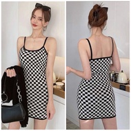 Checkered bodycon dress