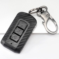 Carbon Fiber Car Remote Key Case Cover For Mitsubishi Outlander Lancer EX ASX Pajero Sport L200 Eclipse Cross Smart 2/3 Button