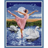 Joy Sunday Stamped Cross Stitch Ktis DMC Threads Chinese Cross Stitch Set DIY Needlework Embroidery Kit-Swan Lake of Ballet