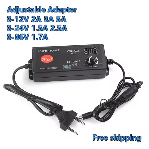 3-12V24V36V Adjustable Adapter With Display Screen Of Voltage DC6V8V5A12v5a24V2.5A 36v Power Supply 