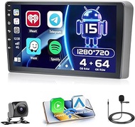 Hikity [4+64GB] Android 15 Car Radio, CarPlay Android Car Wireless, for Audi A3 2008-2012 Radio, Scr