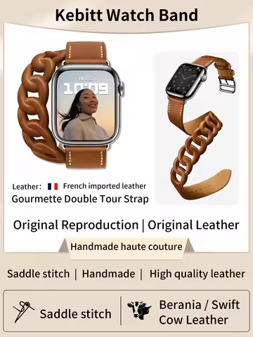 Kebitt Gourmette Double Tour Band For Apple Watch Ultra 3 bracelet Series 11 10 9 8 7 6 5 4 Se 3 Str