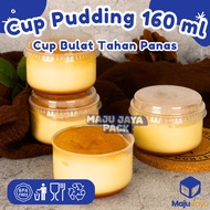 Maju JAYA - Round Pudding Cup 160 ML + Lid Heat Resistant Tiramisu Jelly Pudding Cup Microwave Oven