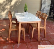 Bộ bàn ăn gỗ sồi mặt đá 4 ghế G03 miễn phí giao hàng