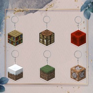 GANTUNGAN Acrylic keychain comand block, grass, Snow, block Redstone, crafting table