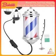 28cm Barber Shop Pole Rotating Lighting Red White Blue Stripe Light Stripes Sign Hair Wall Hanging LED Downlights