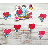 Cake topper toper rice cake tumpeng pudding happy birthday birthday birthday Korean character bt21 b