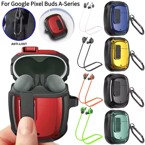 Portable Earphone Case for Google Pixel Buds A-Series Protective Shell Cover Case with Hook Anti-Los