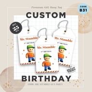 Gift TAG birthday B31 - Mr. Stumble Guy birthday greeting card