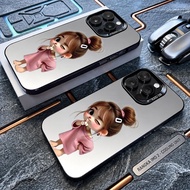 HP IMD Black Softcase Minimalist Cartoon Motif Premium Protective Compatiblehp For Iph 17 16 15 14Pl