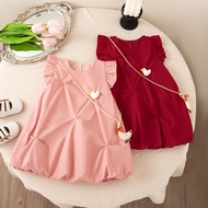 Solid Color Cotton Baby Dress Cute Little Duck Dress for Baby Girl Kids Clothes Send Duck Doll