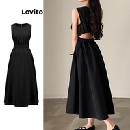 Lovito Party Dress Plain Backless -Elastic Waist -Ball Gown Dress for Women L77ED270 (Multi-color)