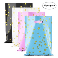 Disposable Gift Bag Plastic 10pcs Loot Bags Handle Festival Party Favor Bag Candy Bags For Giveaways