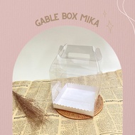 Gable clear mica box transparent korean cake box + white tray - 12.5x12.5x10 cm / 15x15x15 cm