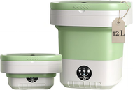 12L 綠色 折疊式攜帶式洗衣機 小型洗衣機 衣物清潔機 內褲清洗機 迷你洗衣機免安裝一鍵洗脫