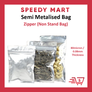 Beg Plastik (50 PCS+-) Semi Metalised Bag with Zipper Bag/ 1 Side Silver 1 Side Transparent with ZIP