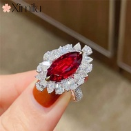 Luxury Rubellite Marquise Ring Female Full Diamond Rubellite Jewelry