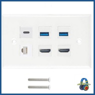 MOOMMY HDTV Keystone Wall Plate Cat6 2xUSB3 0 1x Type C 1x CAT6 RJ45 Ethernet Type