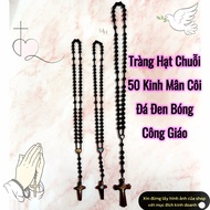 Rosary of 50 Catholic Glossy Black Stone Rosary - Catholic Rosary