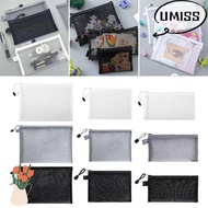 UMISTYDREAM9IQ0 Pen Bag, Transparent A4 A5 A6 Mesh File Bag,  Nylon Test Paper Information Bag Stude