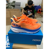 HOKA booster shoes High quality running shoes HOKA ONE ONE Clifton 9 Shock Absorption Men's and women's shoes Running shoes Orange Blue