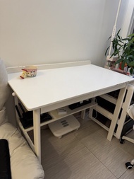 白色簡約實木書桌 帶抽屜 100cm*60cm