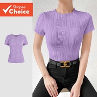 Women Elegant Plain Jacquard T-Shirt L131ED635