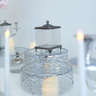 Short Glass Container with Metal lid Silver Glass Jar/ Glass Container/ Beautiful Glass Jar/ Aesthet