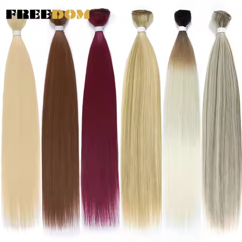 FREEDOM Synthetic Straight Hair Extensions Ombre Blonde Brown Hair Bundles 28 Inch/71 cm Long Hair W