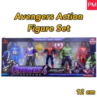 Marvel Avengers Action Figure Toys Set 5 pcs - 12 cm , Cake Topper - Ironman Spiderman Hulk Captain America