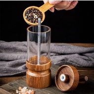Creative Pepper Grinder Acacia Wood Household Acrylic Transparent Pepper Grinding Kitchen Horse Lamp