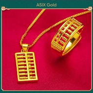 ASIX GOLD สร้อยคอจี้ลูกคิดทองคำแท้ของผู้หญิงสามารถรับโชคลาภได้ ทอง 24K ไม่ลอก ไม่ลอก