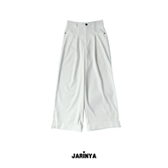 JARINYA (S-XL) กางเกงขายาวเอวสูงจีบหน้า ปลายขาพับ ผ้าหนาอย่างดี