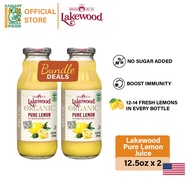 [Twin Pack] Lakewood Organic Pure Lemon Lemon Juice 100% (12.5oz x 2 Bottles)