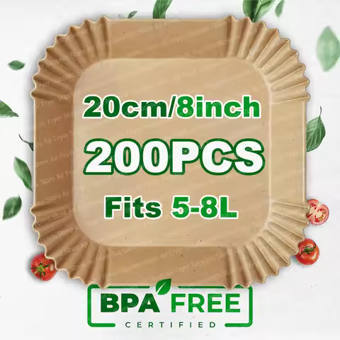 Air Fryer Square Baking Paper 20cm Air Fryer Parchment Paper Sheets for 5-8QT Basket Oven Steamer Mi