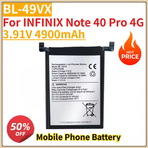 High Quality New BL-49VX Mobile Phone Battery 3.91V 4900mAh for INFINIX Note 40 Pro 4G