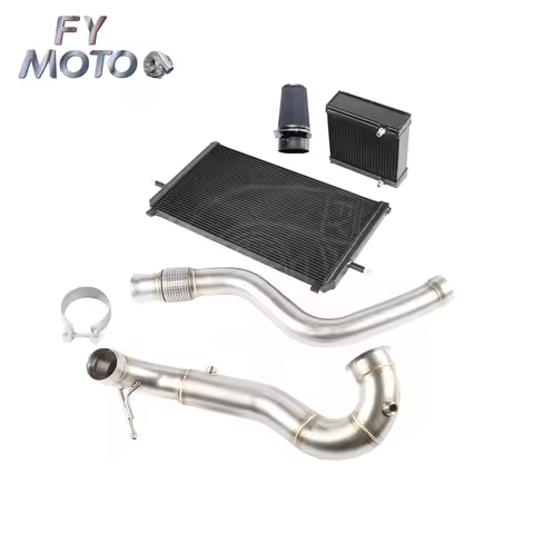Exhaust Downpipe + Air Intake Filter + Radiator for Mercedes Benz AMG A45 CLA45